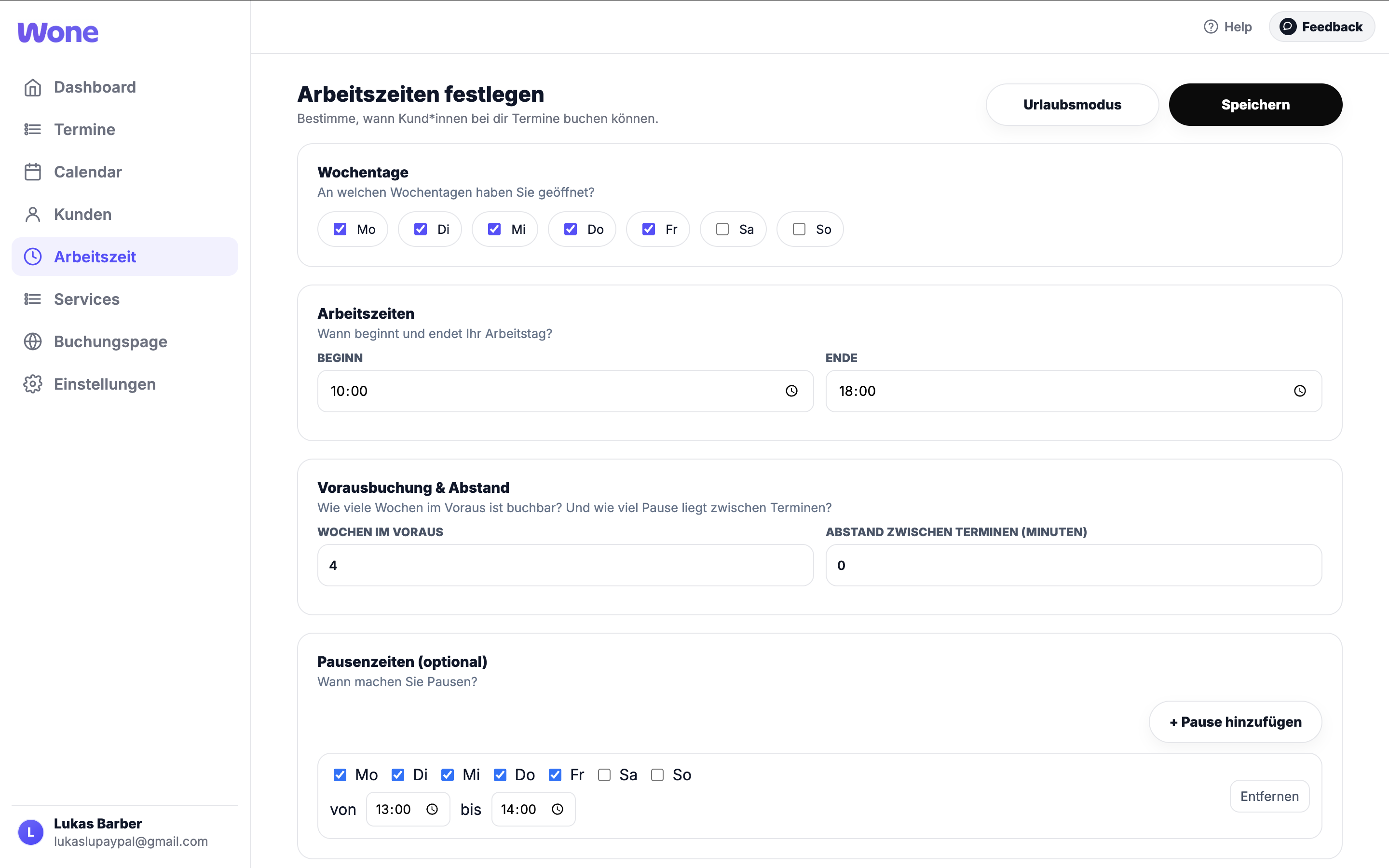 Appointment times in Wone